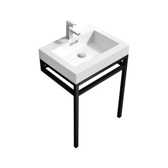 Haus 24" Stainless Steel Console w/ White Acrylic Sink - Matte Black