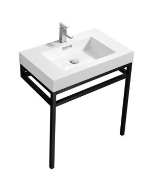 Haus 30″ Stainless Steel Console w/ White Acrylic Sink – Matte Black