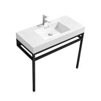 Haus 36" Stainless Steel Console w/ White Acrylic Sink - Matte Black