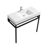 HAUS 40″ STAINLESS STEEL CONSOLE W/ WHITE ACRYLIC SINK – MATTE BLACK
