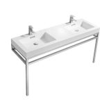 Haus 60" Double Sink Stainless Steel Console w/ White Acrylic Sink - Chrome