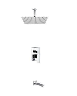 Aqua Piazza Shower Set w/ 20″ Ceiling Mount Square Rain Shower and Tub Filler
