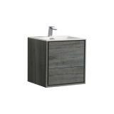 De Lusso 24" Ocean Gray Wall Mount Modern Bathroom Vanity