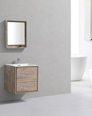 De Lusso 24″ Nature Wood Wall Mount Modern Bathroom Vanity