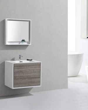 De Lusso 30″ Ash Gray Wall Mount Modern Bathroom Vanity