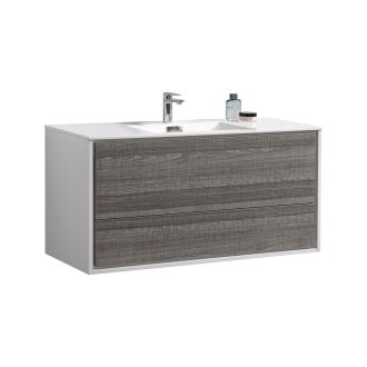 De Lusso 48" Single Sink Ash Gray Wall Mount Modern Bathroom Vanity