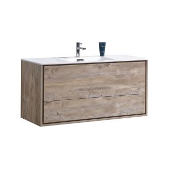 De Lusso 48" Single Sink Nature Wood Wall Mount Modern Bathroom Vanity
