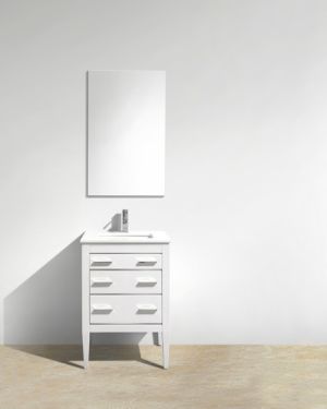 Eiffel 24” High Gloss White Vanity W/ White Counter Top