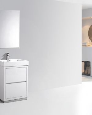 Bliss 24″ High Gloss White Free Standing Modern Bathroom Vanity