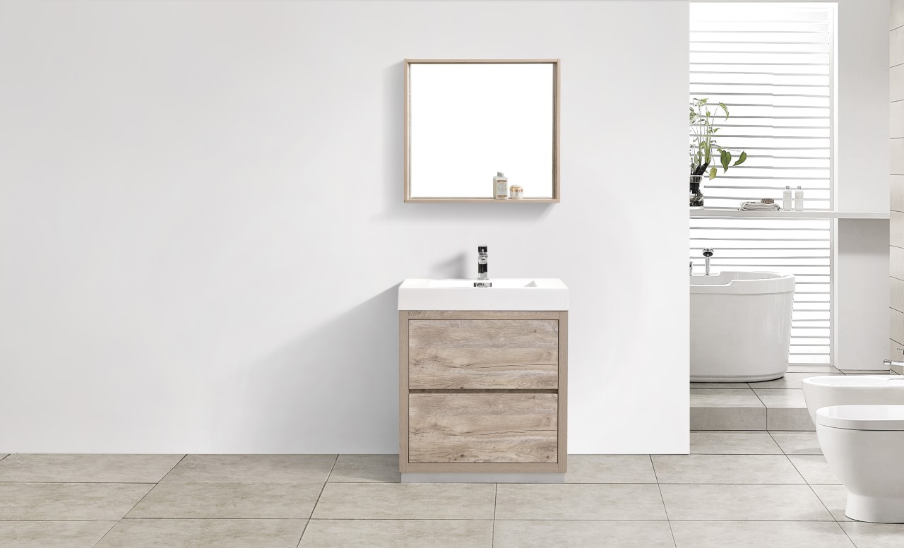 Bliss 30″ Nature Wood Floor Mount Modern Bathroom Vanity
