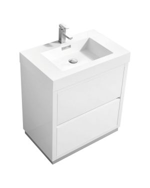 Bliss 30″ High Gloss White Free Standing Modern Bathroom Vanity