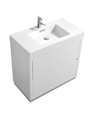 Bliss 36″ High Gloss White Free Standing Modern Bathroom Vanity