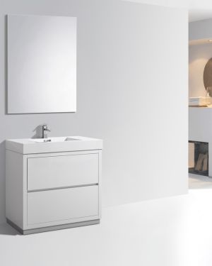 Bliss 36″ High Gloss White Free Standing Modern Bathroom Vanity