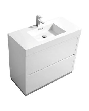 Bliss 40″ High Gloss White Free Standing Modern Bathroom Vanity