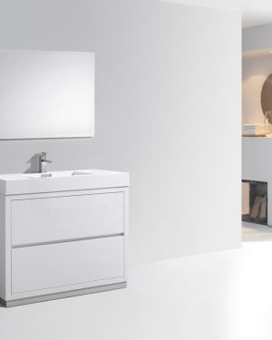 Bliss 40″ High Gloss White Free Standing Modern Bathroom Vanity