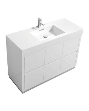 Bliss 48″ High Gloss White Free Standing Modern Bathroom Vanity