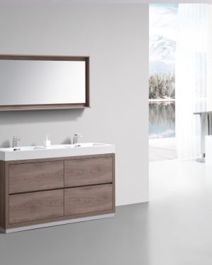 Bliss 60″ Double Sink Butternut Free Standing Modern Bathroom Vanity