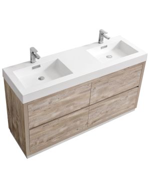Bliss 60″ Nature Wood Floor Mount Modern Bathroom Vanity
