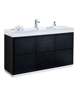 Bliss 60″ Single Sink Black Free Standing Modern Bathroom Vanity
