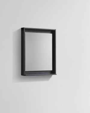 24″ Wide Mirror w/ Shelf – Black