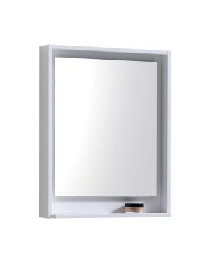 24″ Wide Mirror w/ Shelf – High Gloss White