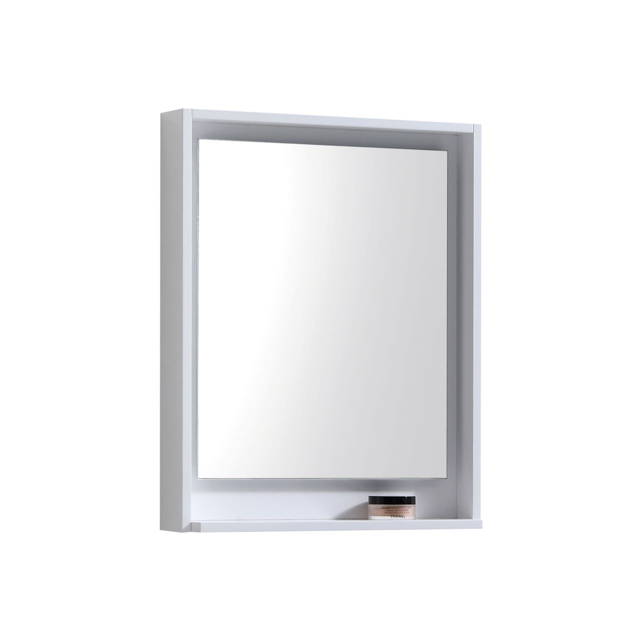24" Wide Mirror w/ Shelf - High Gloss White