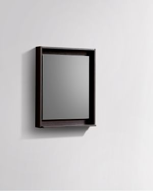 24″ Wide Mirror w/ Shelf – High Gloss Gray Oak