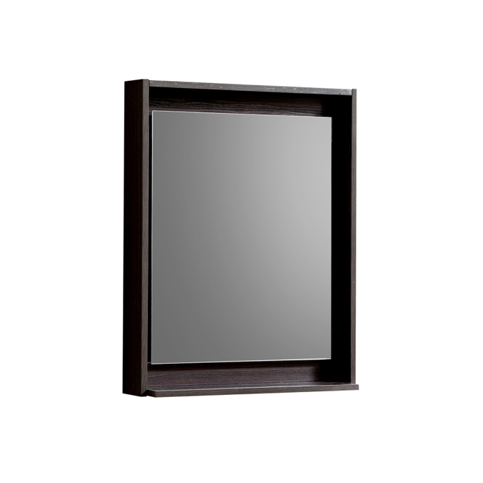 24" Wide Mirror w/ Shelf - High Gloss Gray Oak