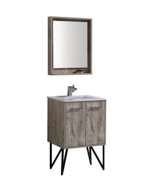 Bosco 24″ Nature Wood Modern Bathroom Vanity w/ White Countertop