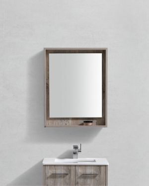 24″ Wide Mirror w/ Shelf – Nature Wood