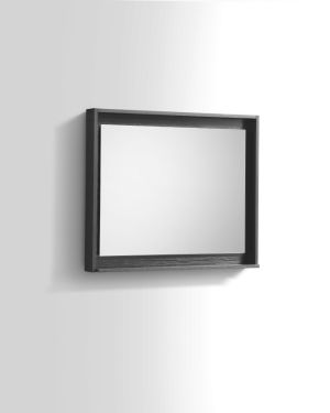 30″ Wide Mirror w/ Shelf – Black