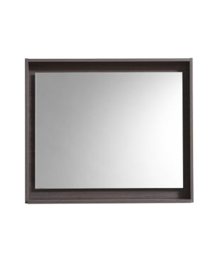 30″ Wide Mirror w/ Shelf – Gray Oak