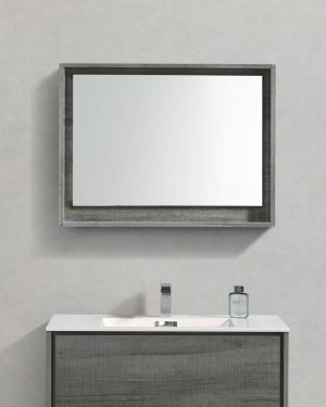 36″ Wide Mirror w/ Shelf – Ocean Gray