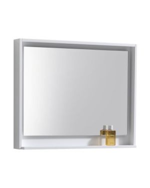 36″ Wide Mirror w/ Shelf – High Gloss White