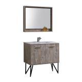 Product Description Breathe new life into your bathroom décor with the new Bosco modern Bathroom Vanity. The Bosco Vanity Set includes a cream Quartz Countertop, undermount reinforced acrylic sink. This Vanity features two doors and a nested drawer. Included in the price: Wood Veneer Construction Console Integrated European Soft-Closing hardware Cream Quartz Countertop Undermount Sink with Overflow Black Legs Installation Hardware Any Faucets or Pop-Drains in the pictures are NOT included in the price. Features: Two Functioning Doors and one Nested Drawer Cabinet comes Fully Assembled Rich Durable Finish Soft Closing Hardware Countertop Pre-Drilled for a Single Hole Faucet Sink has Overflow Style: Modern 1 Year Manufacturer Warranty Specifications: Vanity Base Material: Wood Veneer Vanity Countertop Material: Quartz Number of Sinks Included: 1 Number of Doors: 2 Number of Drawers: 1 Sink Installation Type: Undermount Sink Material: Reinforced acrylic Handles Material: Stainless Steel Handles Finish: Chrome Vanity Leg Finish: Matt Black Vanity Base Color/Finish: Nature Wood Vanity Dimensions: Download Specs – Click Here * All specifications are subject to change without prior notice.