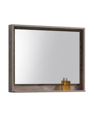 36″ Wide Mirror w/ Shelf – Nature Wood