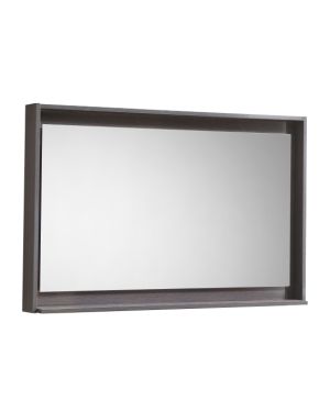 40″ Wide Mirror w/ Shelf – Gray Oak