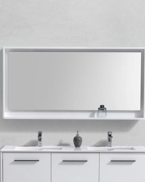 60″ Wide Mirror w/ Shelf – High Gloss White