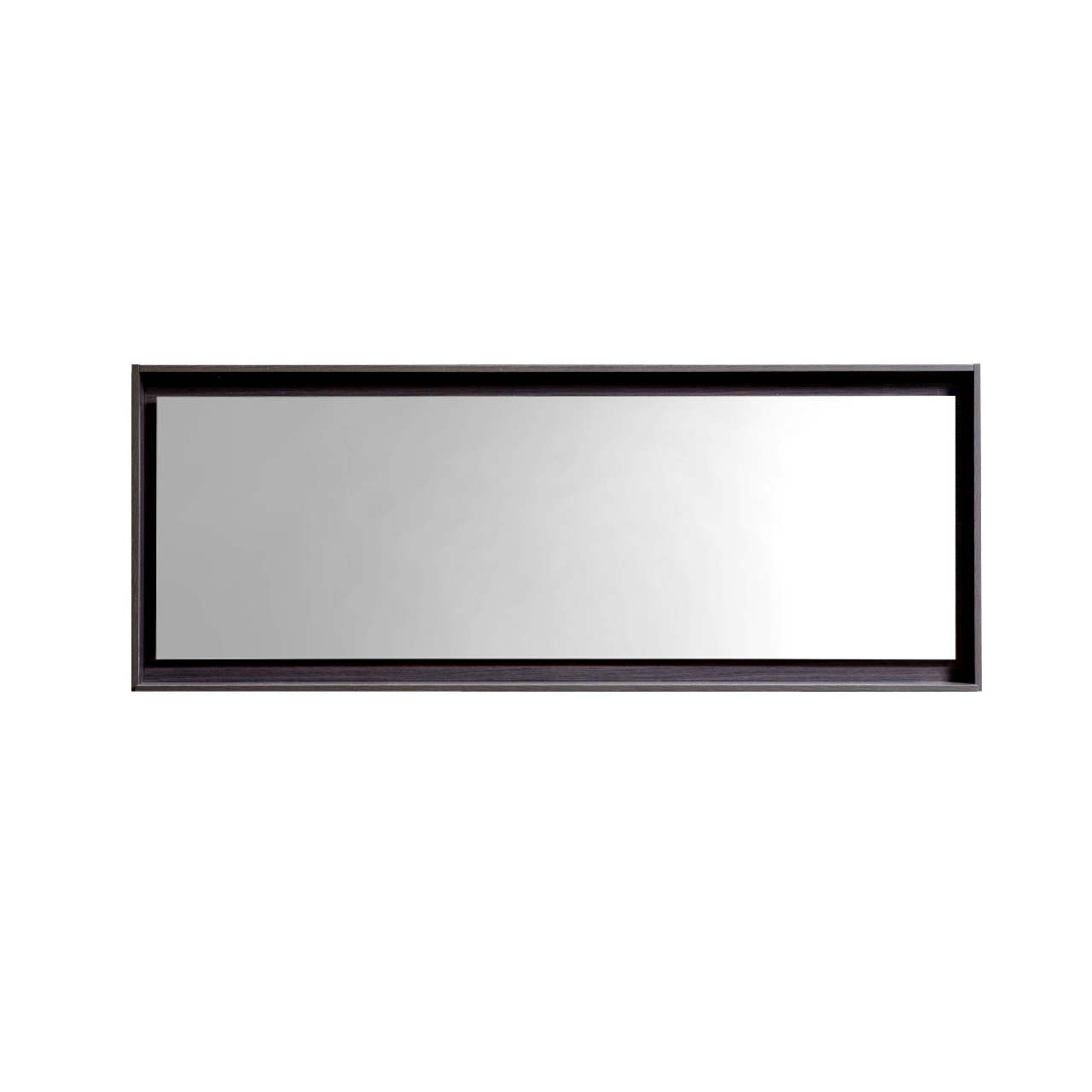 70" Wide Mirror w/ Shelf - High Gloss Gray Oak