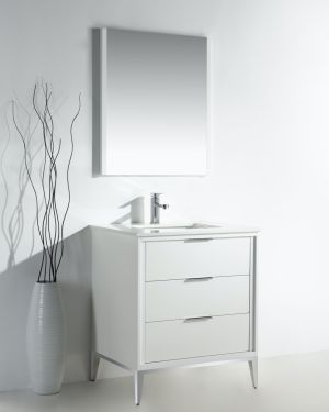 Divani 30″ Gloss White Vanity W/ Quartz Counter Top