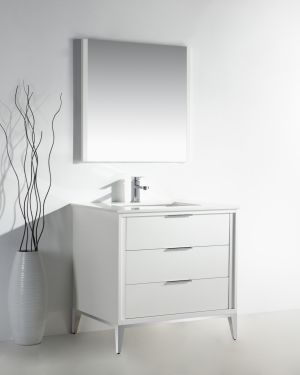 Divani 36″ Gloss White Vanity W/ Quartz Counter Top