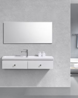 Kube Elise 44″ High Gloss White Wall Mount Modern Bathroom Vanity