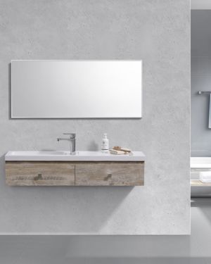 Kube Elise 44″ Nature Wood Wall Mount Modern Bathroom Vanity