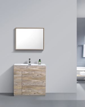 Milano 36″ Nature Wood Floor Mount Modern Bathroom Vanity