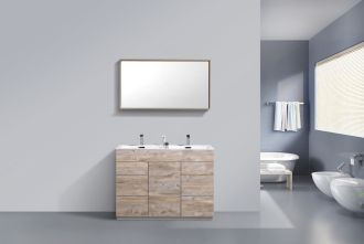 Milano 48" Double Sink Nature Wood Floor Mount Modern Bathroom Vanity