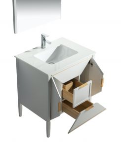 Vetro 30" Gloss White Vanity W/ Quartz Counter Top