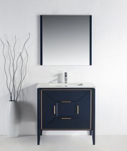 Vetro 36" Gloss Blue Vanity W/ Quartz Counter Top