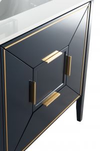 Vetro 36" Gloss Blue Vanity W/ Quartz Counter Top