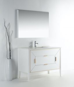 Vetro 48" Gloss White Vanity W/ Quartz Counter Top