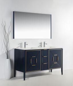 Vetro 60" Gloss Blue Vanity W/ Quartz Counter Top